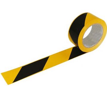 RUBAN ADHESIF NOIR/JAUNE - 66M X 50MM - TALIAPLAST